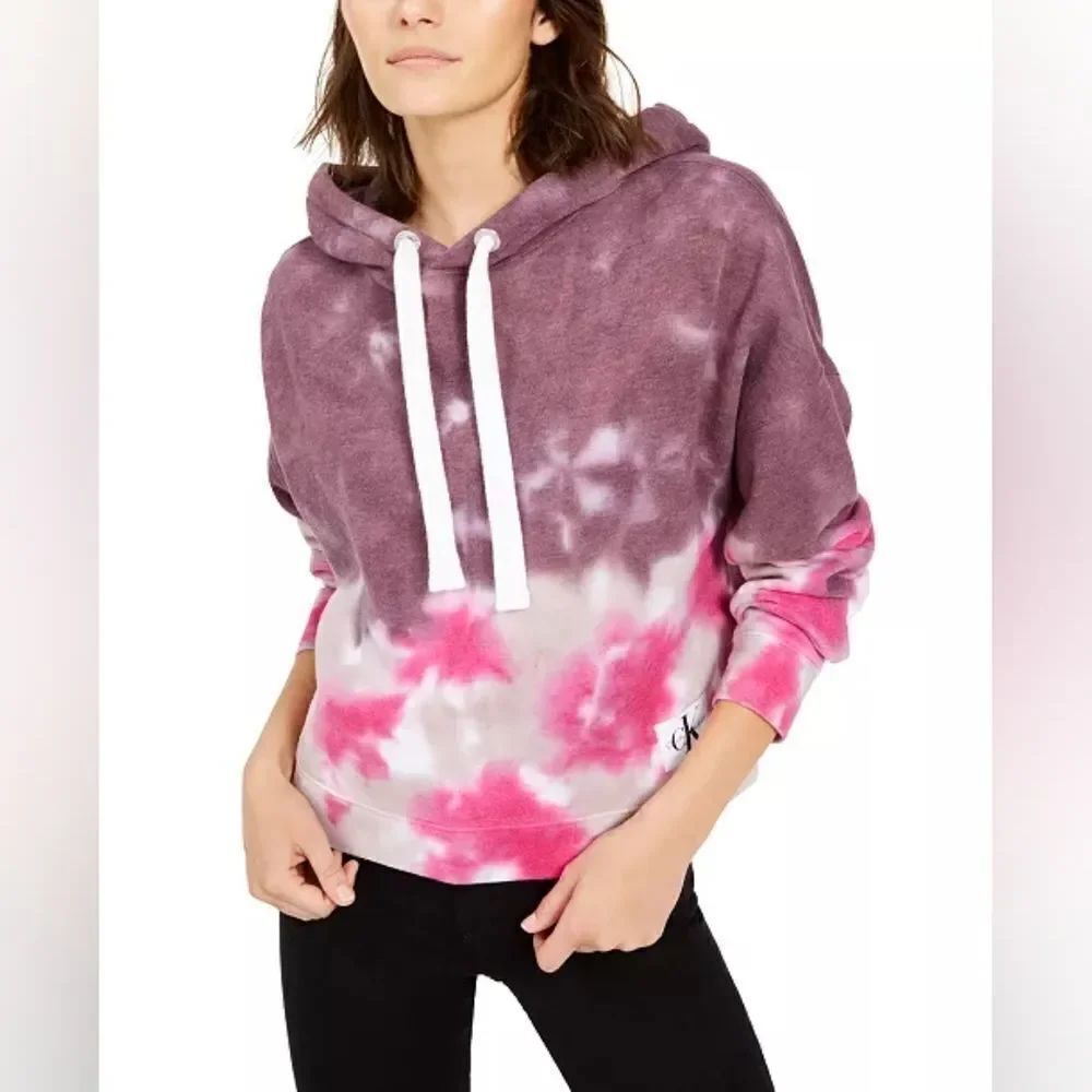 Calvin Klein High Tide Tie-Dyed Cropped Hoodie Sz Lg